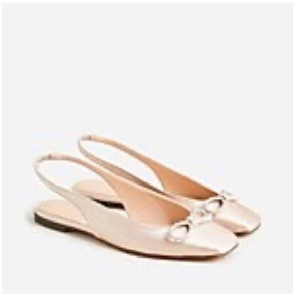 NWT&B! J. Crew Ballet Anya slingback flats with bow - Square Toe - Nude Satin - Picture 3 of 9